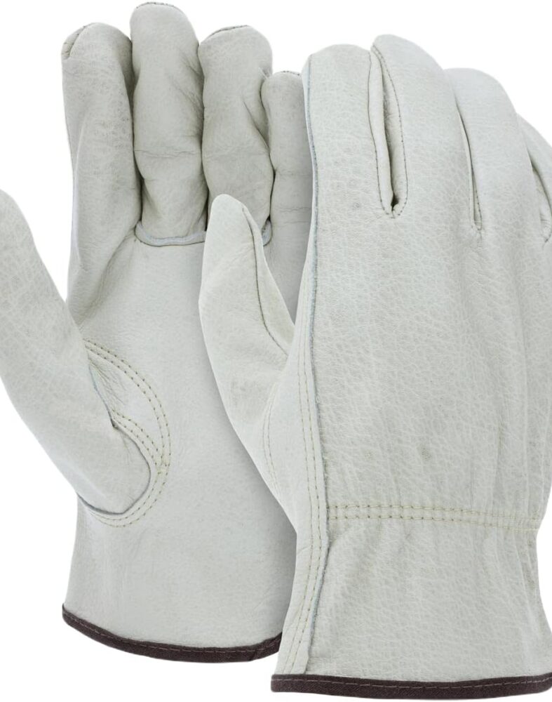 Heavy Duty Durable Cowhide Leather Driver Work Gloves for Truck Driving