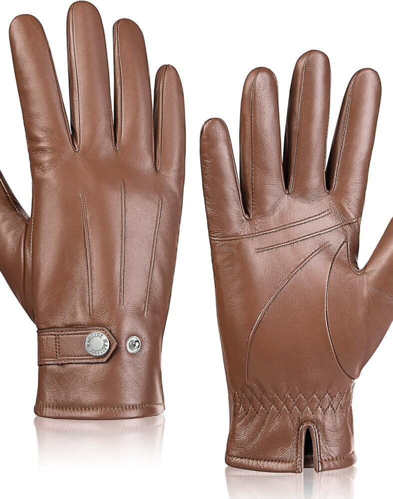 Genuine Sheepskin Leather Winter Warm Thinsulate Touchscreen Driving Motorcycle Gloves