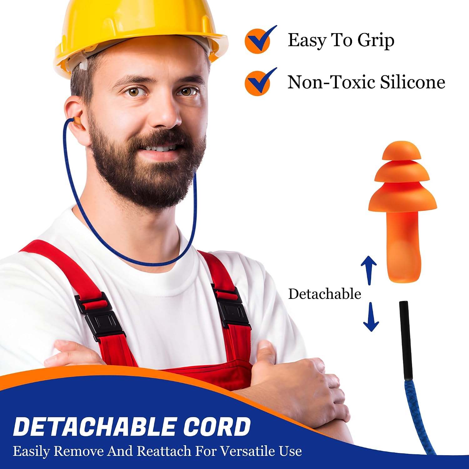Quality Reusable Earplugs 100 Pair - 25dB Corded Silicone Ear Plugs for Shooting Construction Work Ear Plugs Motorcycle Range Hunting Hearing Protection Ear Protection for Mowing Earplugs Reusable - Image 4