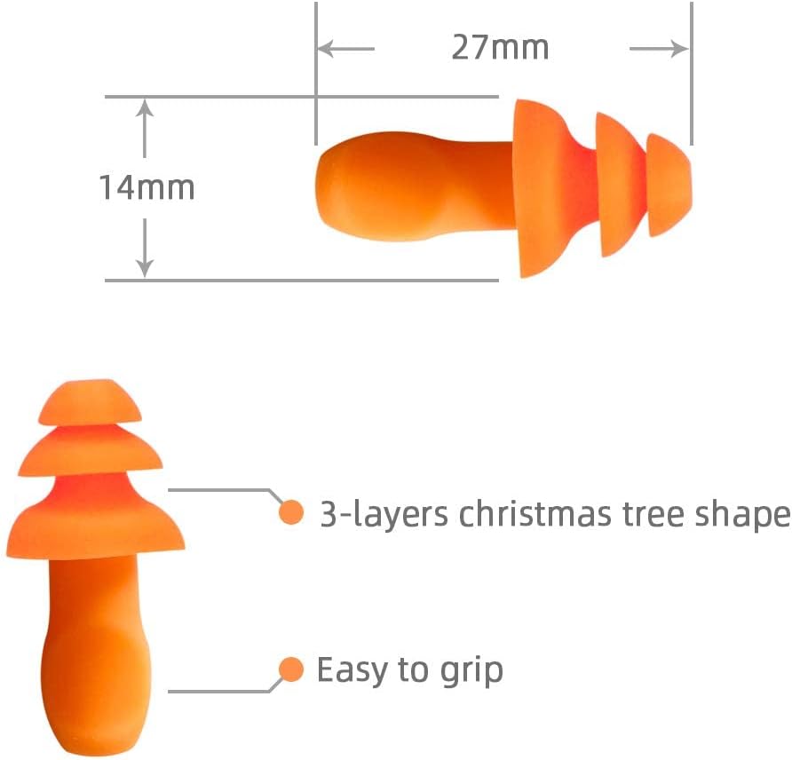 Quality Reusable Earplugs 100 Pair - 25dB Corded Silicone Ear Plugs for Shooting Construction Work Ear Plugs Motorcycle Range Hunting Hearing Protection Ear Protection for Mowing Earplugs Reusable - Image 7