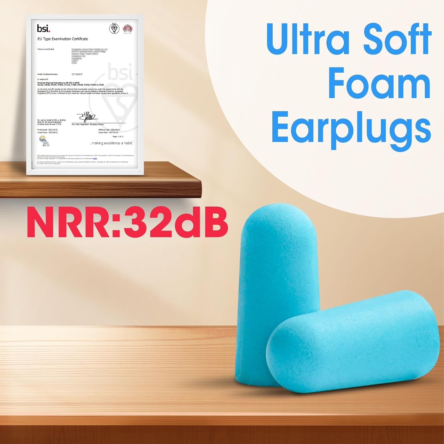 AZEN 100 Pairs Ear Plugs Bulk, NRR 32dB Soft Foam Ear Plugs for Sleeping Noise Cancelling, Earplugs for Concerts Shooting Swimming Noise Reduction (Lake Blue) - Image 7